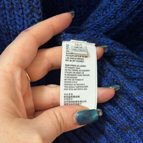 Free People Blue Chunky Knit Open Front Cardigan Sweater Medium - Picture 5 of 8